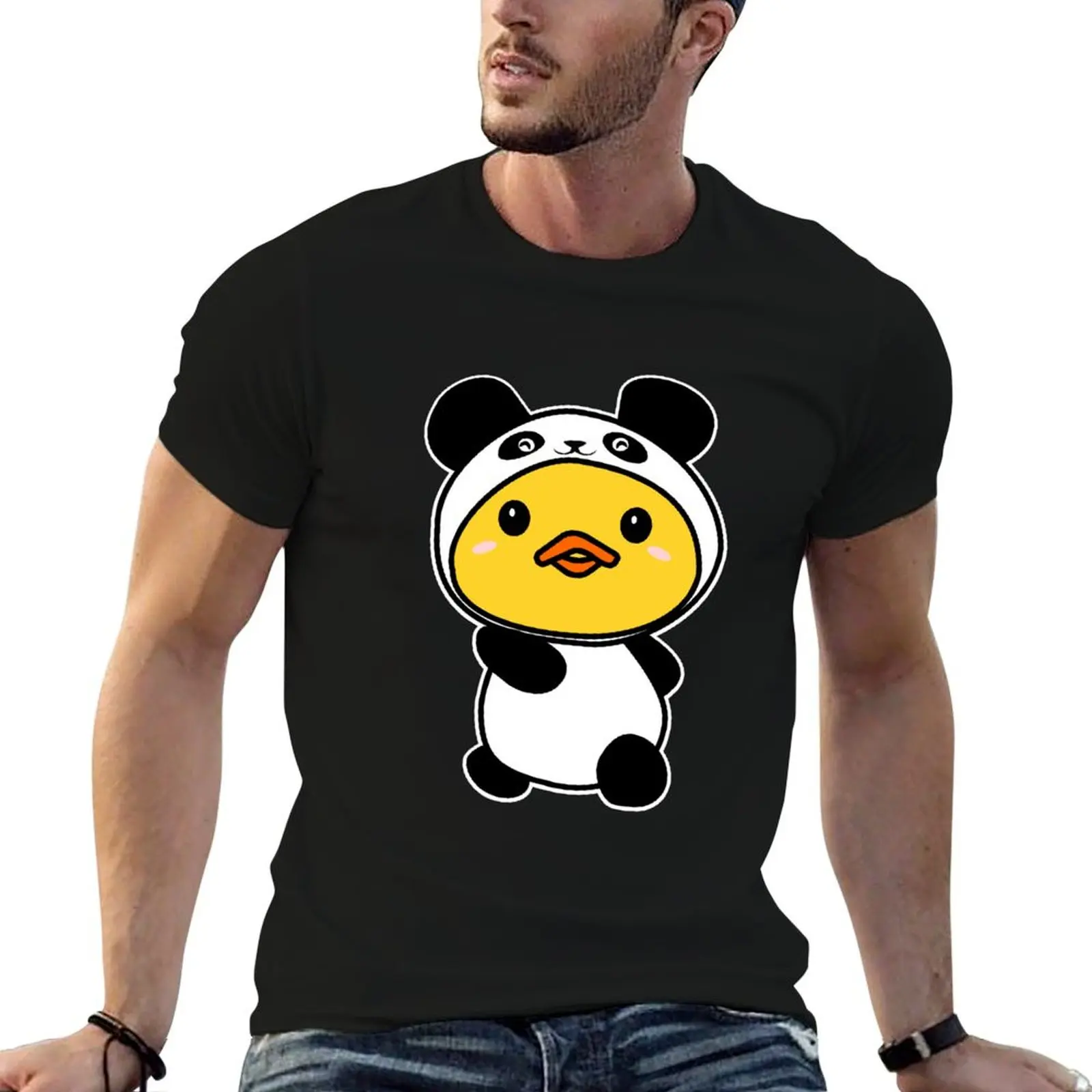 

Cute Duck in Panda Suit T-Shirt kawaii clothes Anime t-shirt fitted t shirts for men