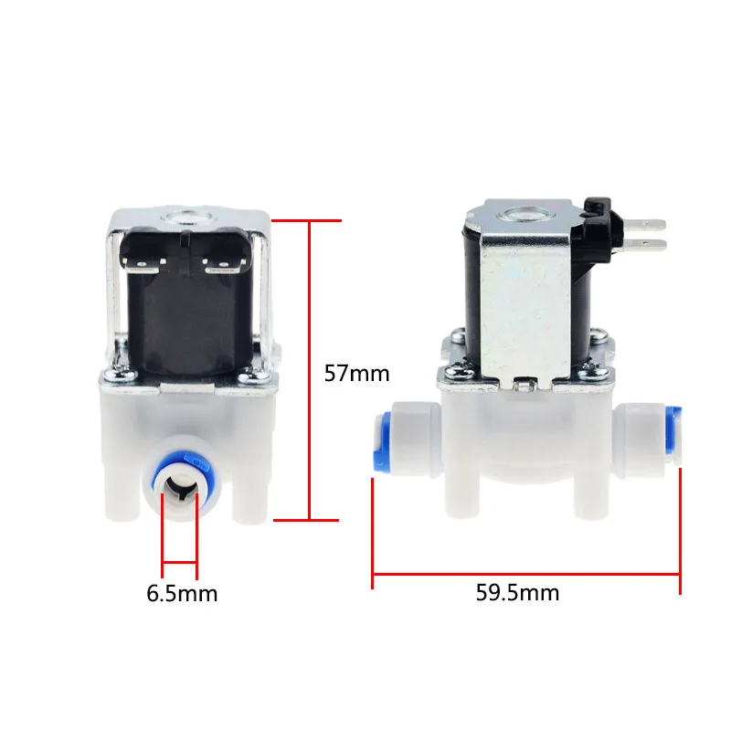 AC220V DC12V/24V plastic solenoid valve 1/4\'\' quick contact normally closed water inlet drain valve