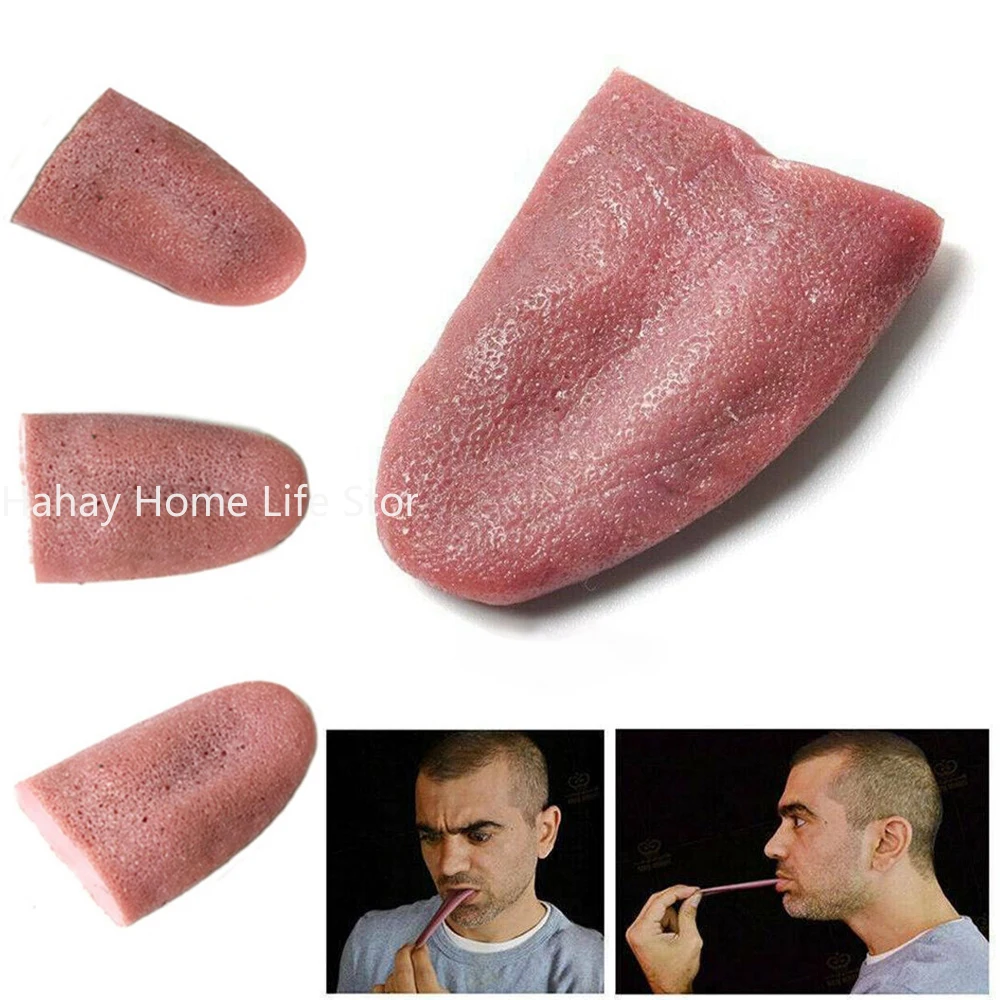 1Pcs Simulated False Tongue Funny Fake Tongue Tongue Prank Piercing Interesting Silicone Prop Halloween Toy Horror Tricks Jokes