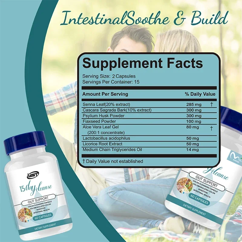 

1 бутылка очищающей капсулы для плавления толстой кишки для общей регулировки кишки, пищеварения и здоровья кишечника, продвижения травм