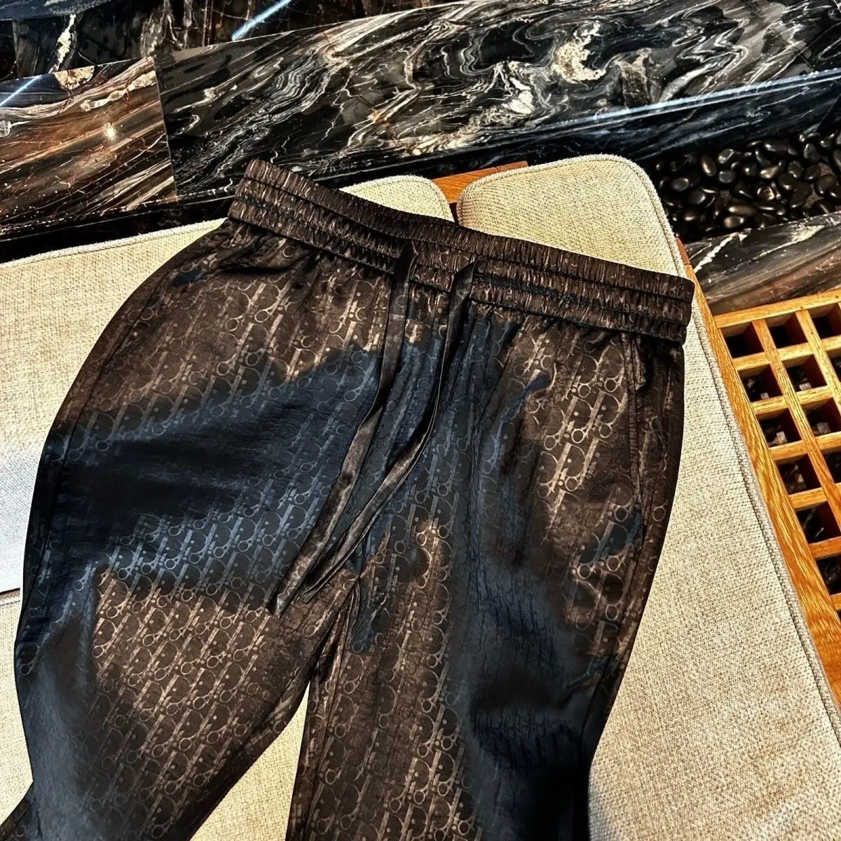 Summer Glossy Shiny Straight Pants Casual Sports Plus Size Black Trousers