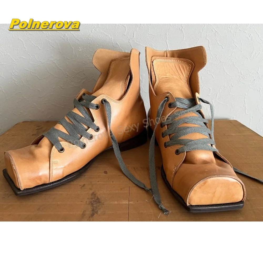 Damen Retro High-Top Stiefeletten mit Quadratischer Zehenkappe, Blockabsatz, Schnürung, Weich, Vintage Street-Style, Alltägliche Casual-Walking-Mode-Schuhe