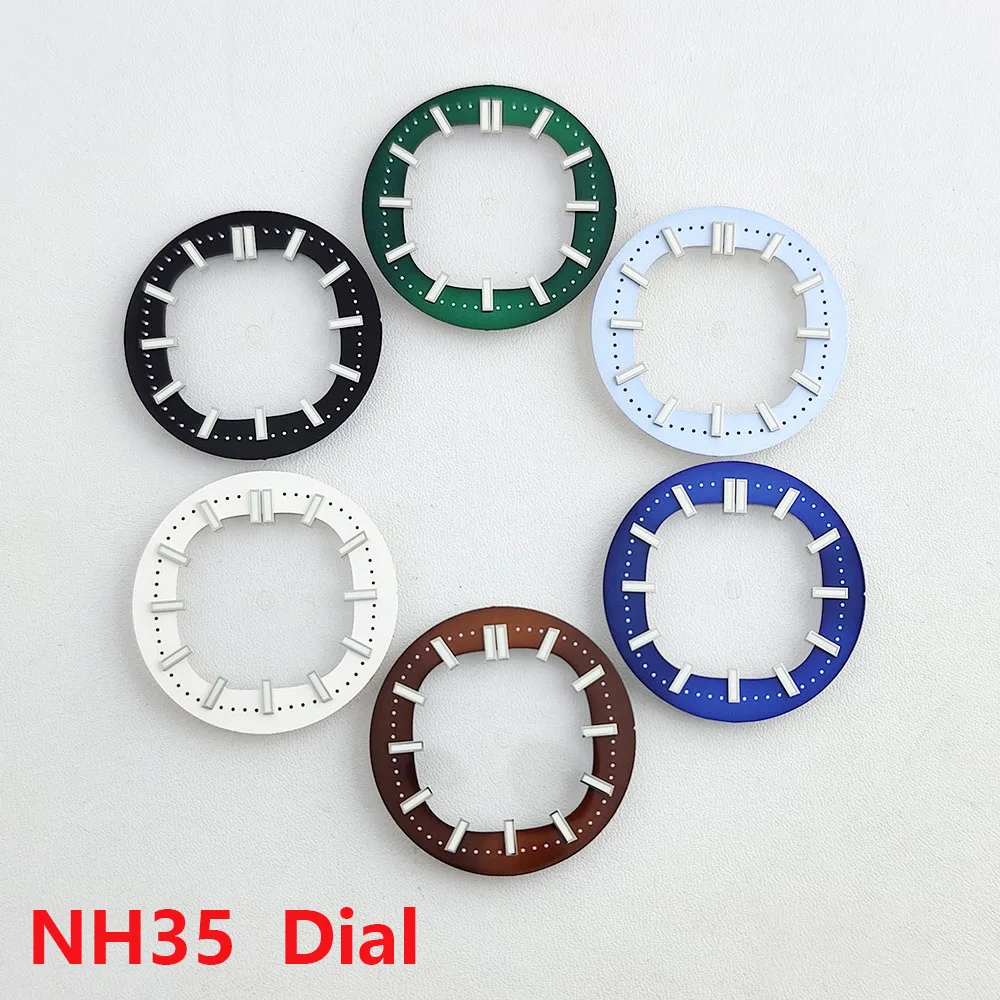 Esfera de reloj luminosa verde adecuada para movimientos NH35, herramienta de reparación de accesorios de reloj