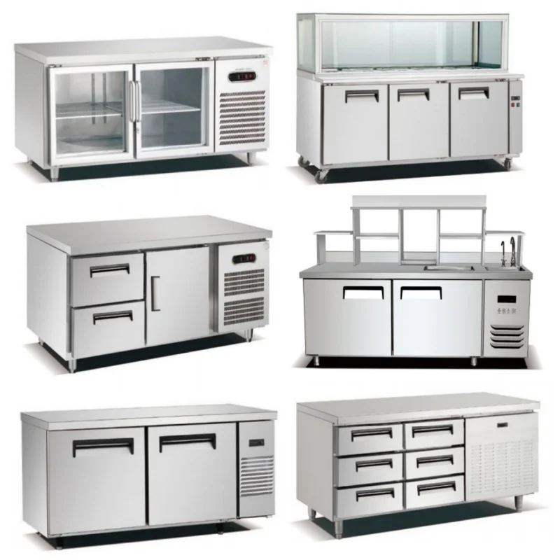 Banco de trabajo refrigerado comercial, mostrador bajo inteligente, congelador, refrigerador, mesa de preparación de trabajo con refrigerador tipo cajonera