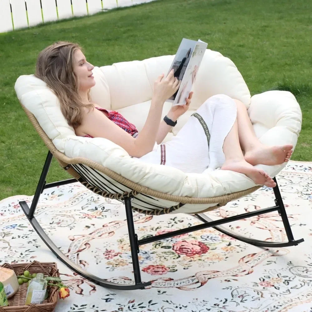 Chaise à bascule royale intérieure et extérieure avec coussin, chaise à bascule Ropasan, oeuf de degré d'eau