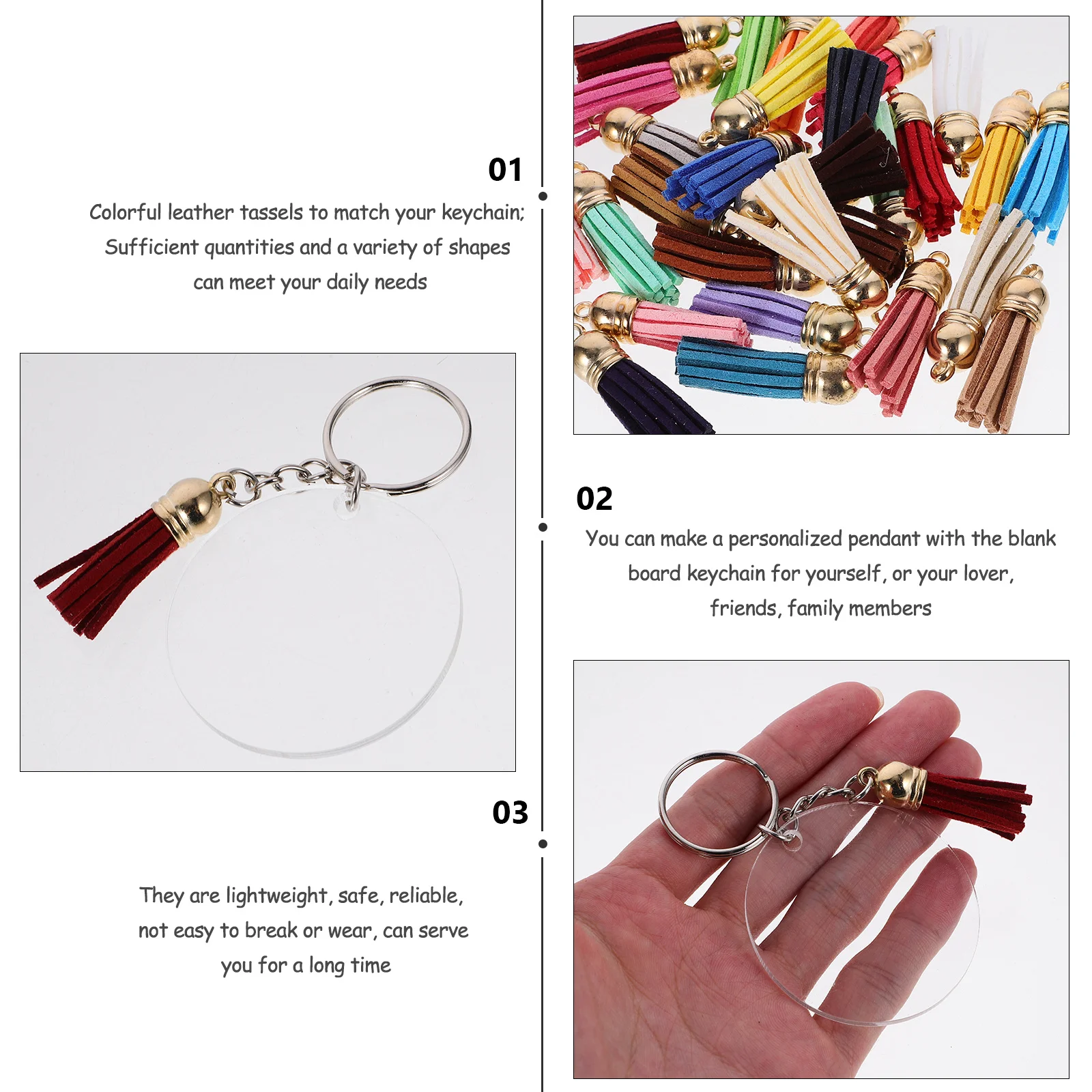 

DIY Keychain Charm Keyring Tassles for Craft Accessories Making Supplies Blanks