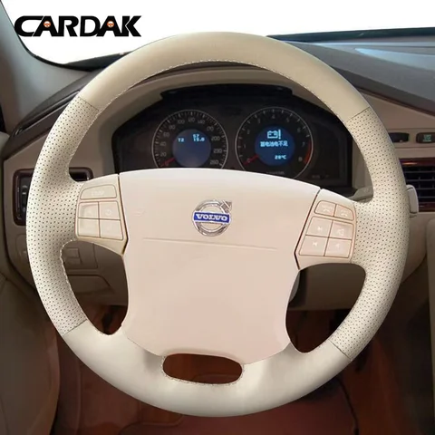 Бежевый кожаный чехол на руль автомобиля своими руками для Volvo S80 XC70 V70 2006-2010