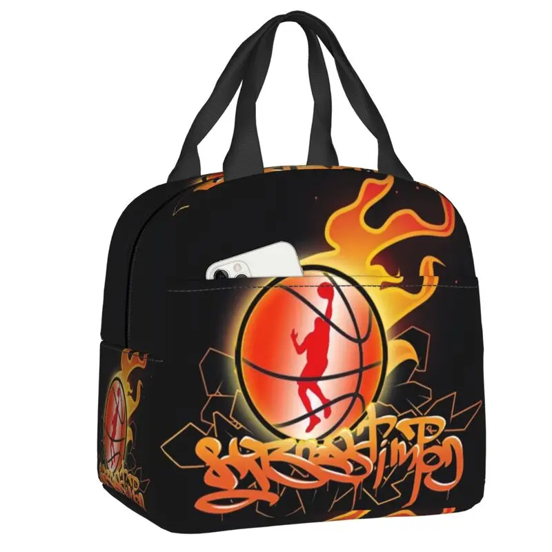 Benutzer definierte Basketball-Lunch-Tasche Männer Frauen Körper kultur Punkte rund kühler warm isolierte Lunchboxen für Kinder Schule