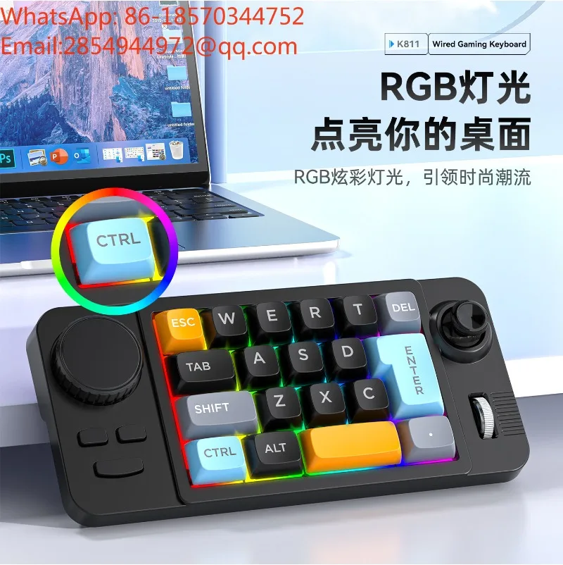 19 Keys Dual Scroll Wheel RGB Hot Swappable Wired Mechanical Gaming Keyboard