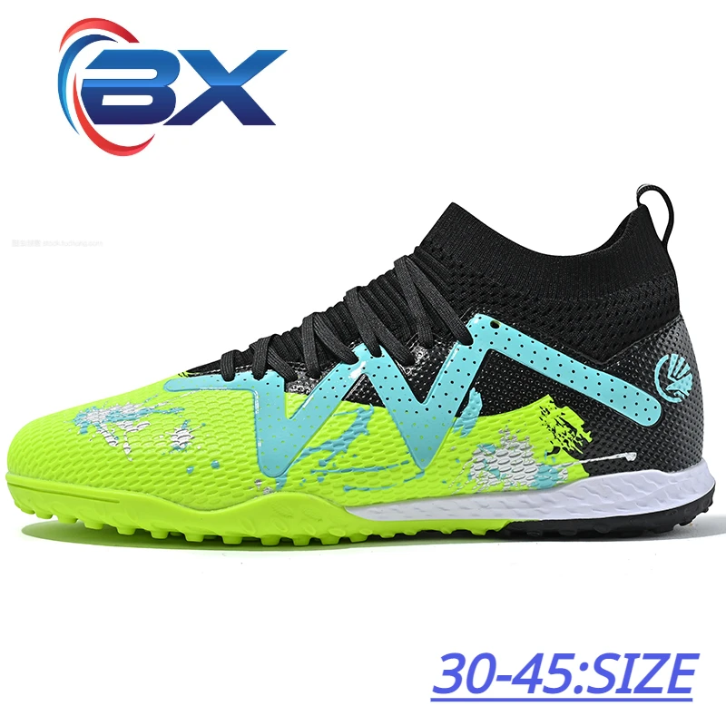 BX 2023 Professional Unisex Soccer Shoes Long Spikes TF  Ankle Football Boots Outdoor Grass Cleats Football Shoes Eu size 30-45