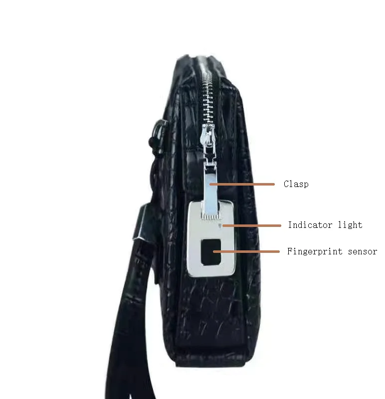 Small Electronic intelligent Smart zipper Anti theft metal Biometric Fingerprint Briefcase lock