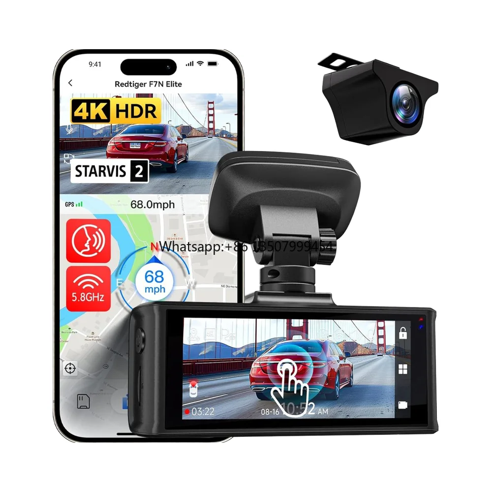 

REDTIGER Dealer F7N Elite Dash Cam 4K HDR Front Rear 5.8GHz WiFi 3.18" Touch Screen Voice Control 128G Card Car Black Box