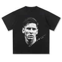 2025 Spring/Summer Leo Messi Football Vintage Printed Sports Casual Short Sleeve T-shirt Men's and Women's American Top