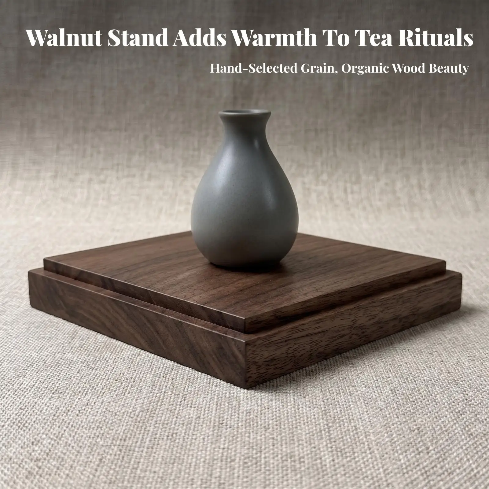 Walnut Display Base Modern Square Display Base Low-Profile for Collectors