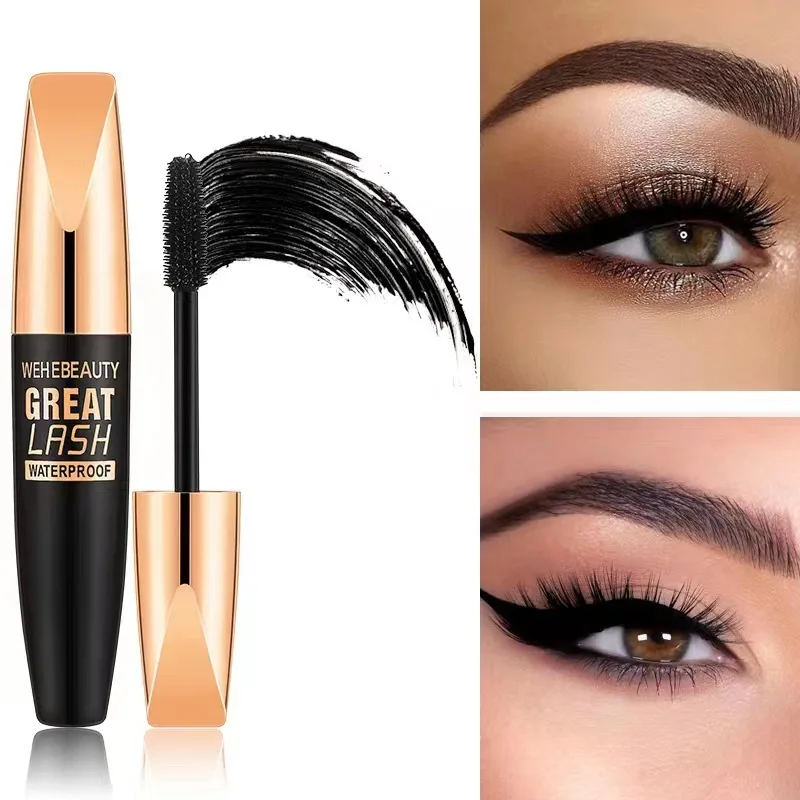 4D Silk Fiber Lash Mascara, 2 em 1, impermeável, alongamento cosméticos, Eye Curling, grosso, maquiagem dos olhos, navio, B0G0