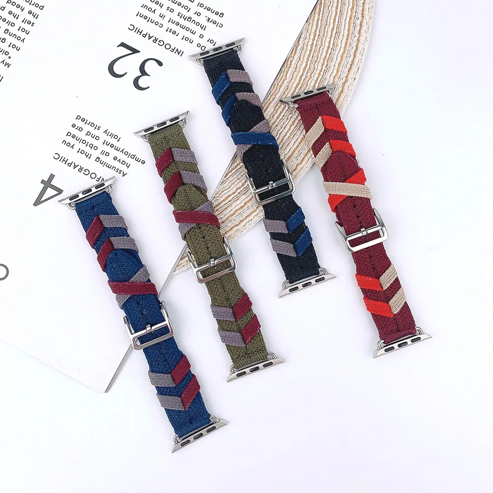 Luxury Fashion Nylon Weave Bracelet For Apple Watch Band 45mm 44mm 41mm 49mm 40mm 42mm iWatch Strap Serie 3 4 5 6 7 8 SE Ultra