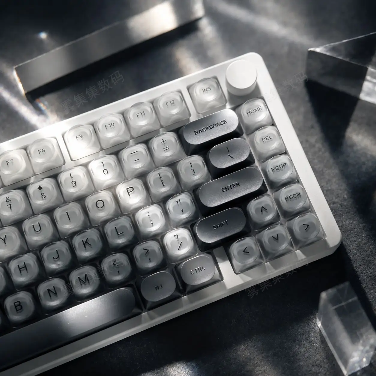 Foundation Keycaps with Frosted Surface, HOA Height, Top-Printed, ABS+PC, 128-Key Set, Compatible with Cross-Shaped Switches