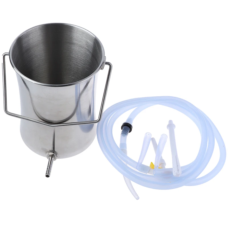 1 Set Reusable 2L Home Enema Bucket Kit Stainless Steel Non Toxic Coffee Enema Kit with Nozzles for Colon Cleansing Detox