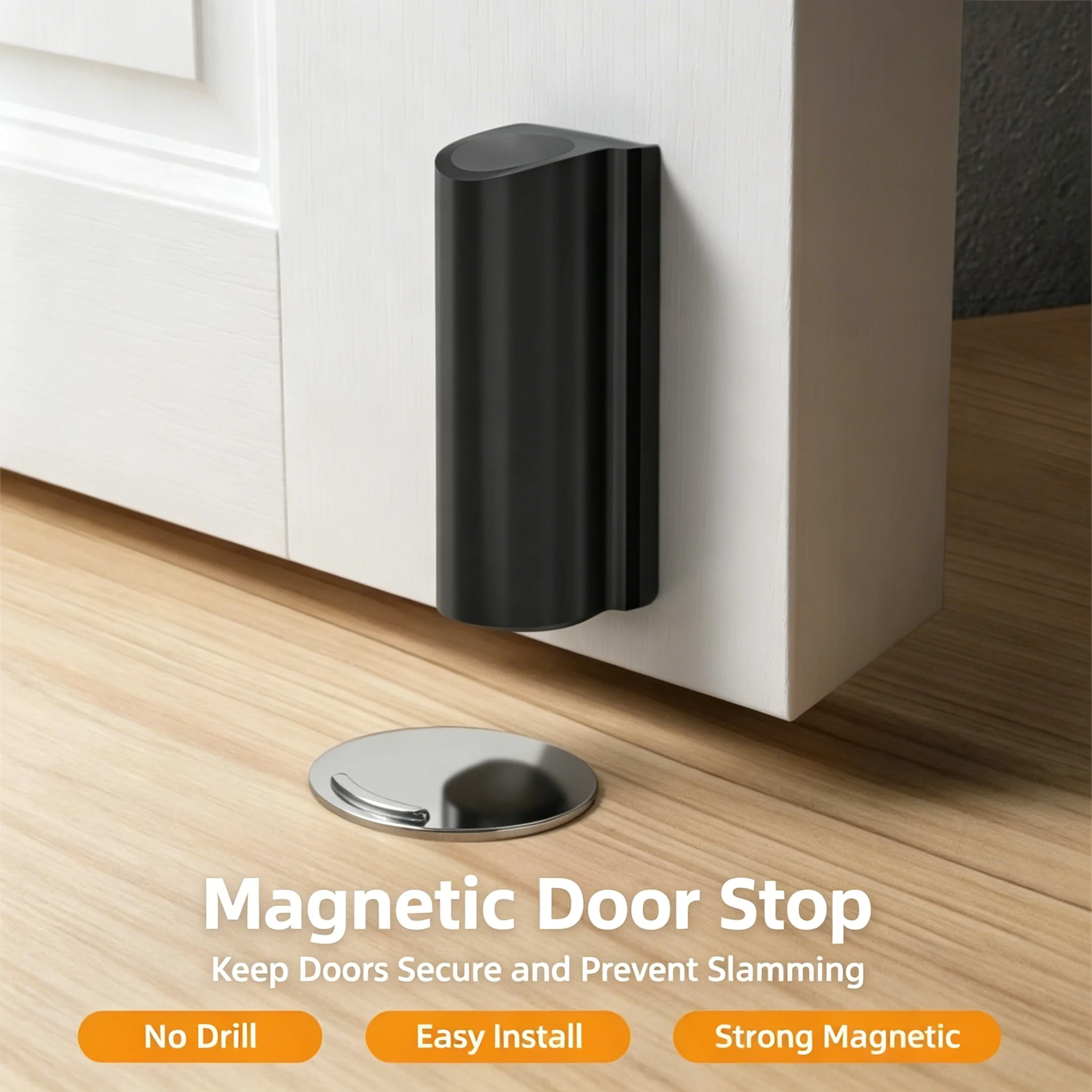 Magnetic Door Stopper For Interior Doors Prevents Hard Slamming Protect Walls Avoid Damage Compatible With All Door Materials