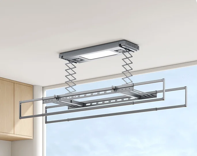 Household Electric Lifting Clothes Drying Rack With Fan Intelligent Retractable Hanging Laundry Air Dryer