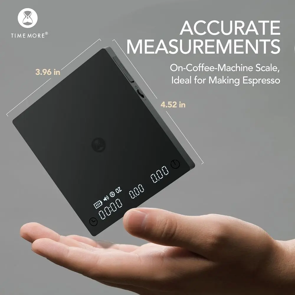 ميزان قهوة رقمي مدمج مع مؤقت، خفيف الوزن وأنيق، 3 أوضاع للتخمير الدقيق