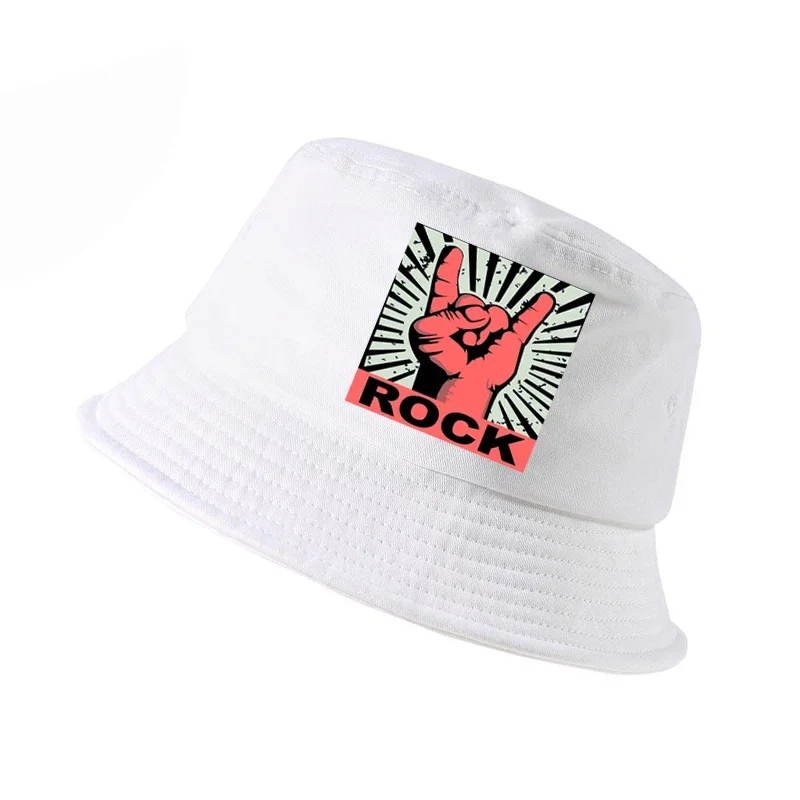 

Rock logo bucket hat Men and women Summer k pop fisherman hats Music logo band dad cap hip hop panama fishing caps