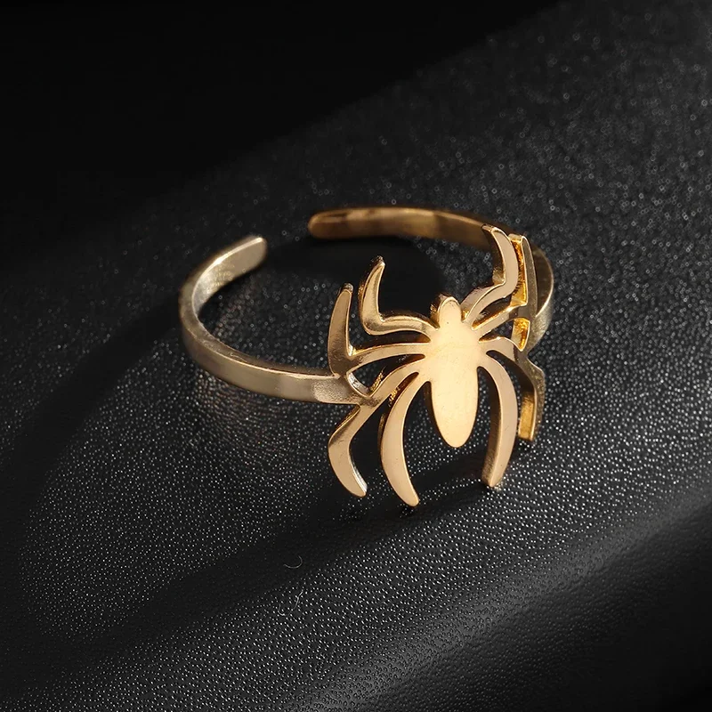 Edelstahl Spinne Offener Ring Paar Männer und Frauen Modische Hip Hop Cosplay Party Schmuck Jungen Geschenk