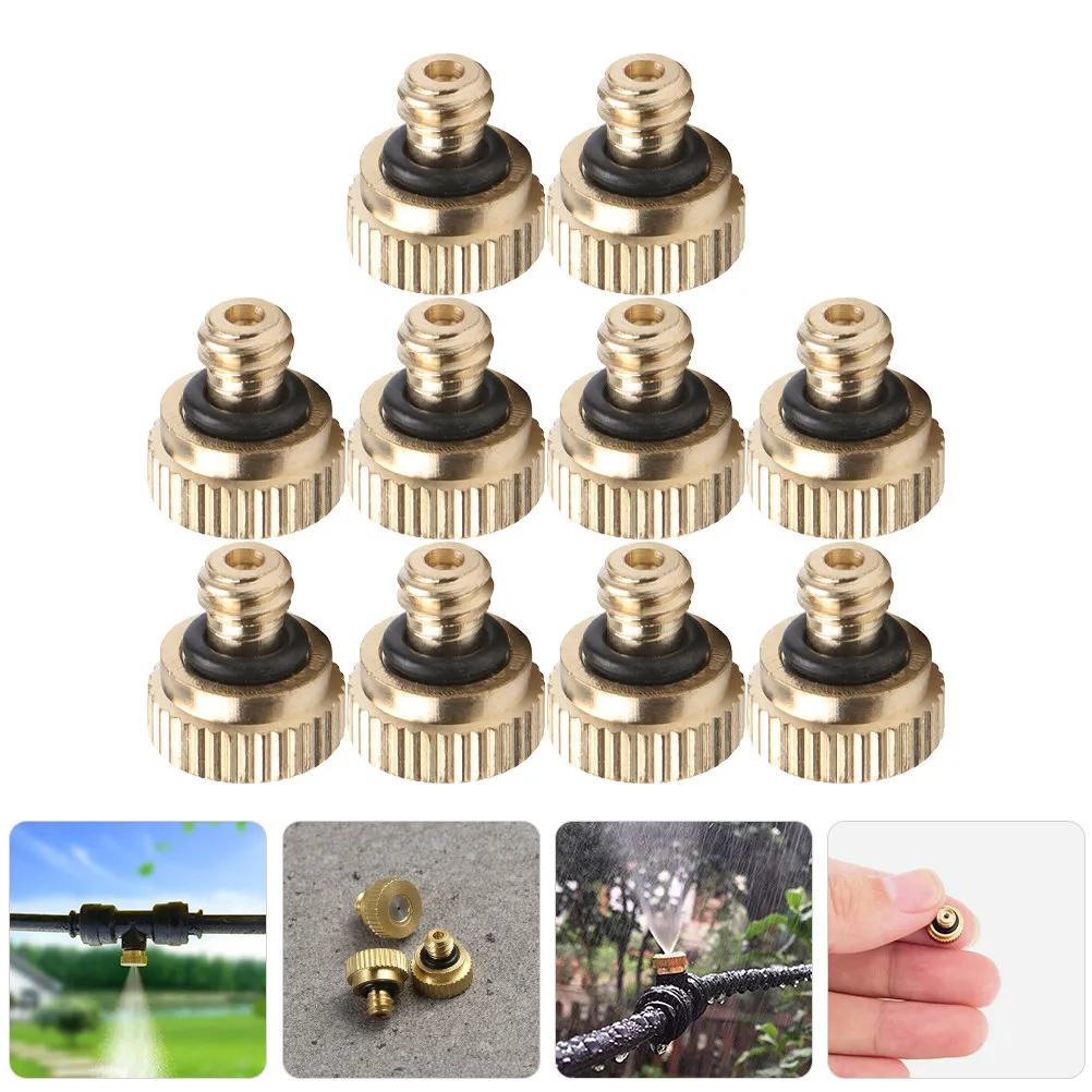 10pcs 0.8mm Atomizing Nozzles, Copper low-pressure Atomizing Nozzle, Cooling And Humidifying Outdoor Fine Mist Sprinkler Nozzle