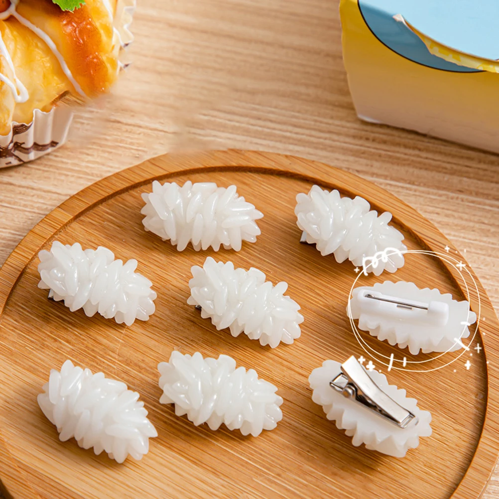

12 Pcs Rice Shape Hair Clips Brown Plastic Cute Small Cartoon Baby Girls Women Hair Barrettes Lightweight Lovely Color Charm