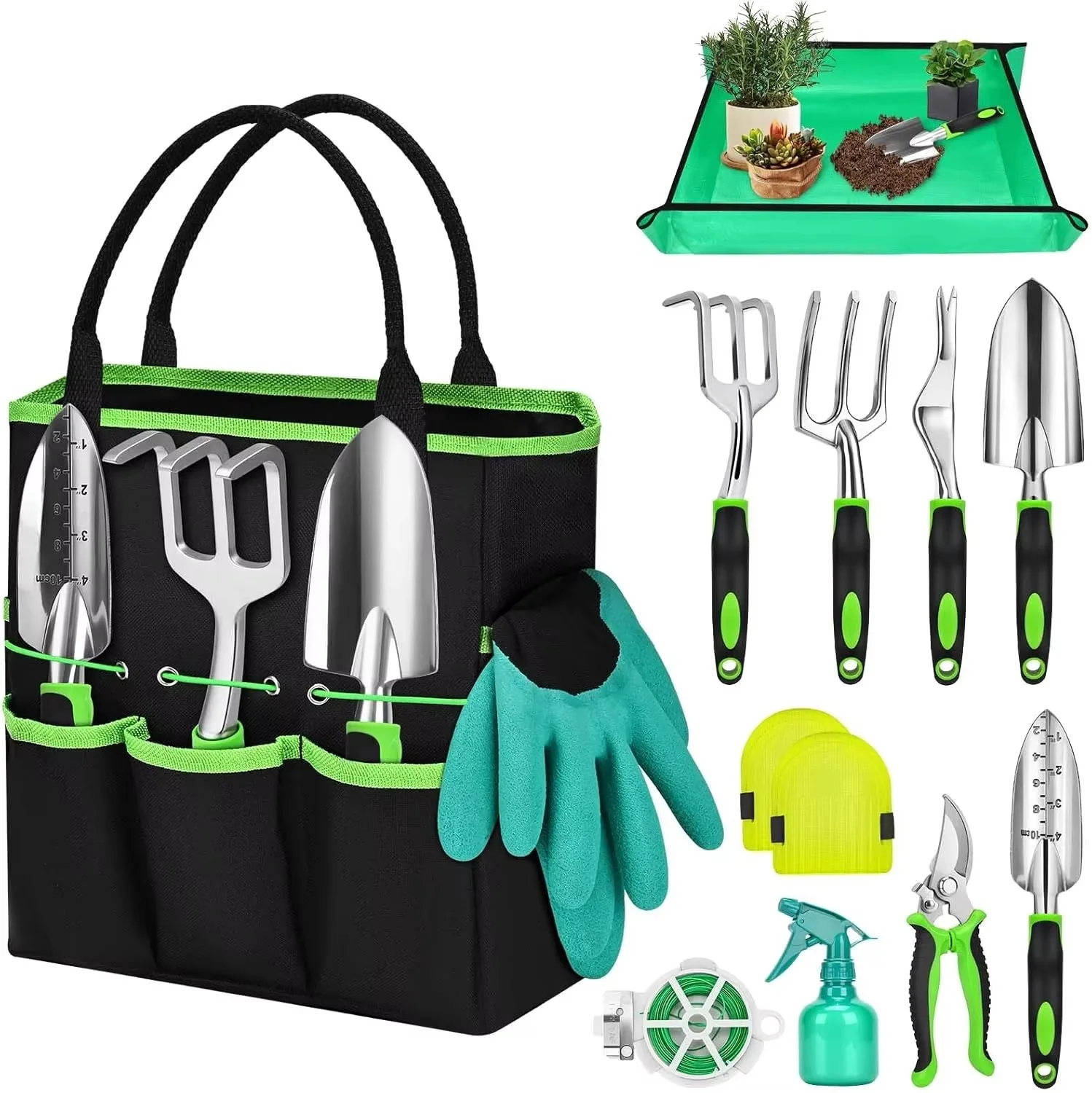 

STLF 12 Pieces Durable Aluminium Gardening Tools Set Heavy Duty Garden Hand Tools Kit with Storage Bag