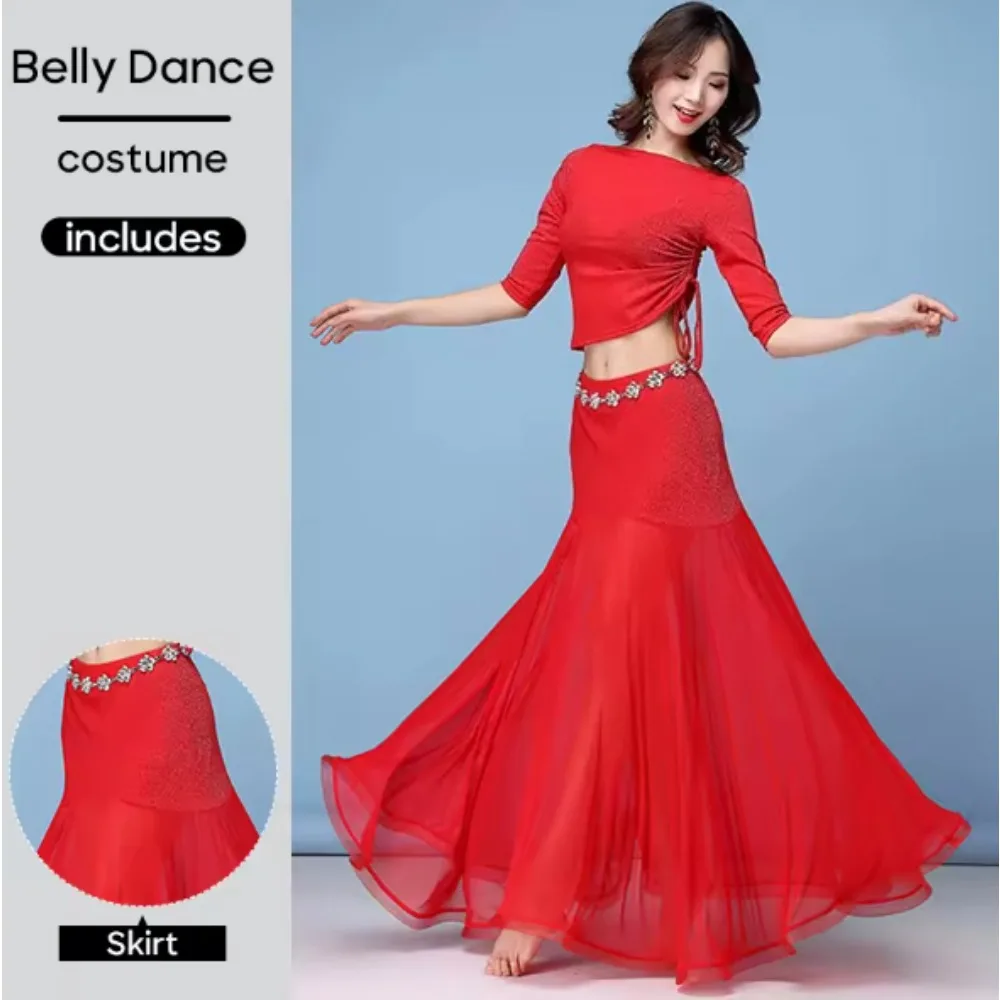 

Women's Belly Dance Costume 1 Piece Practice Skirt with Flared Hem for Stage Performance