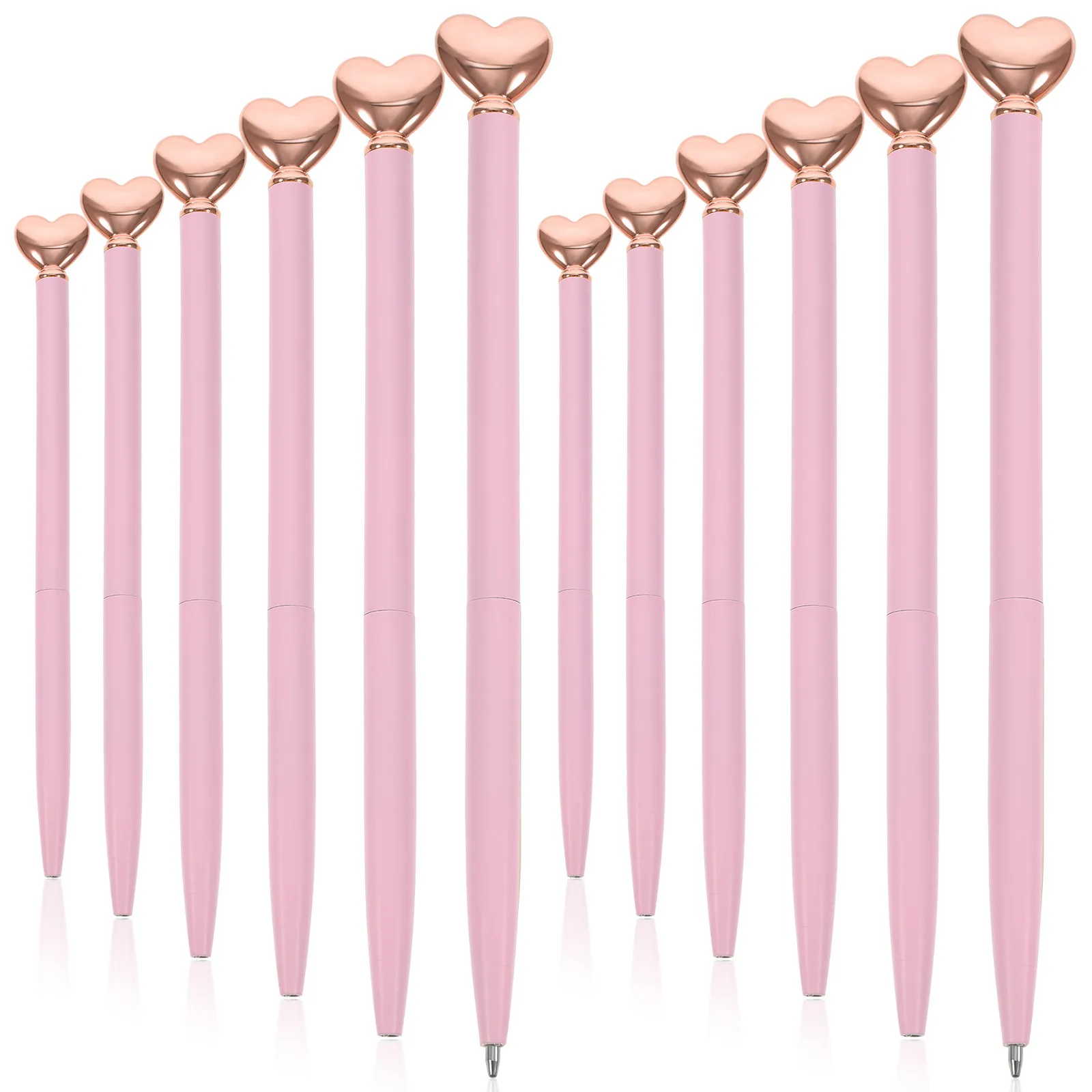 

12Pcs Adorable Creative Heart-Shaped Metal Ballpoint Pens for Study Notes Journaling Crafting Greeting Cards Daily Use Pen