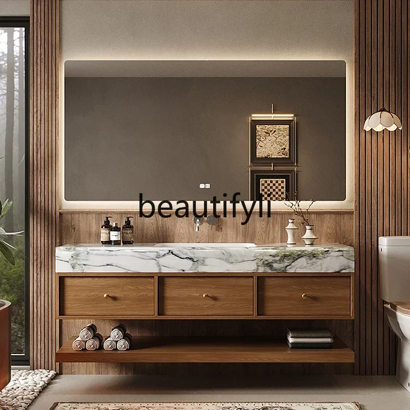 

New Arrivals D06 Medieval stle bathroom cabinet combination luxur stone seamleceramic basin wash table wash basin cabinet