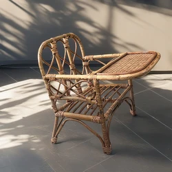 Baby Rattan Dining Chair Newborn Photography Props Vintage Rattan Handmade Basket Stool Girl Boy Posing Photoshoot Accessories