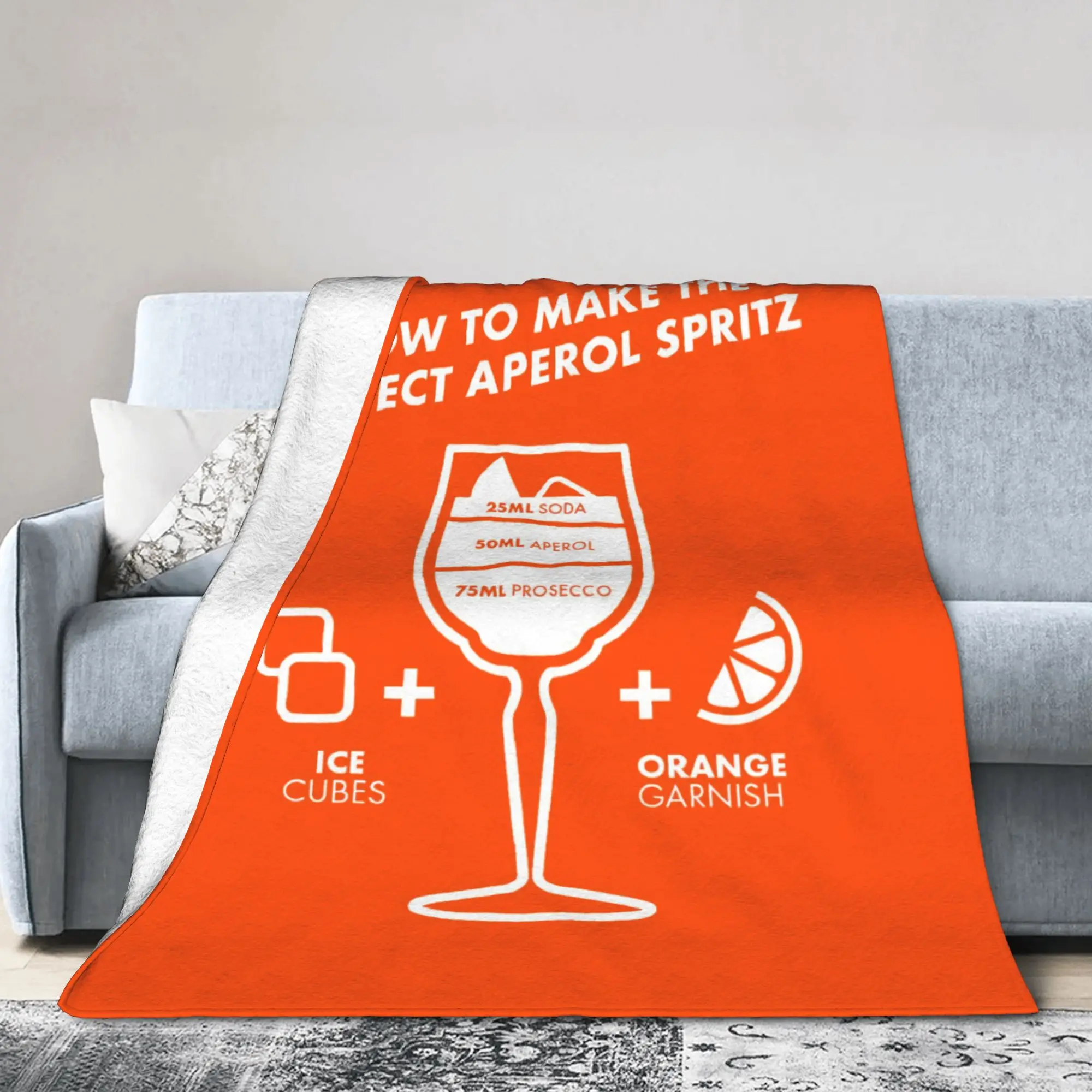 Custom 3D Printed Aperols Spritz Love Drink Cocktail Blankets Breathable Soft Flannel Throw Blanket for Couch Outdoor Bedding