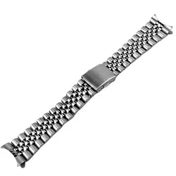 Jubilee 18mm 19mm 20mm 21mm 316L Stainless Steel Silver Curved End Watch Strap Band Bracelet Fit for RLX SKX  Watch