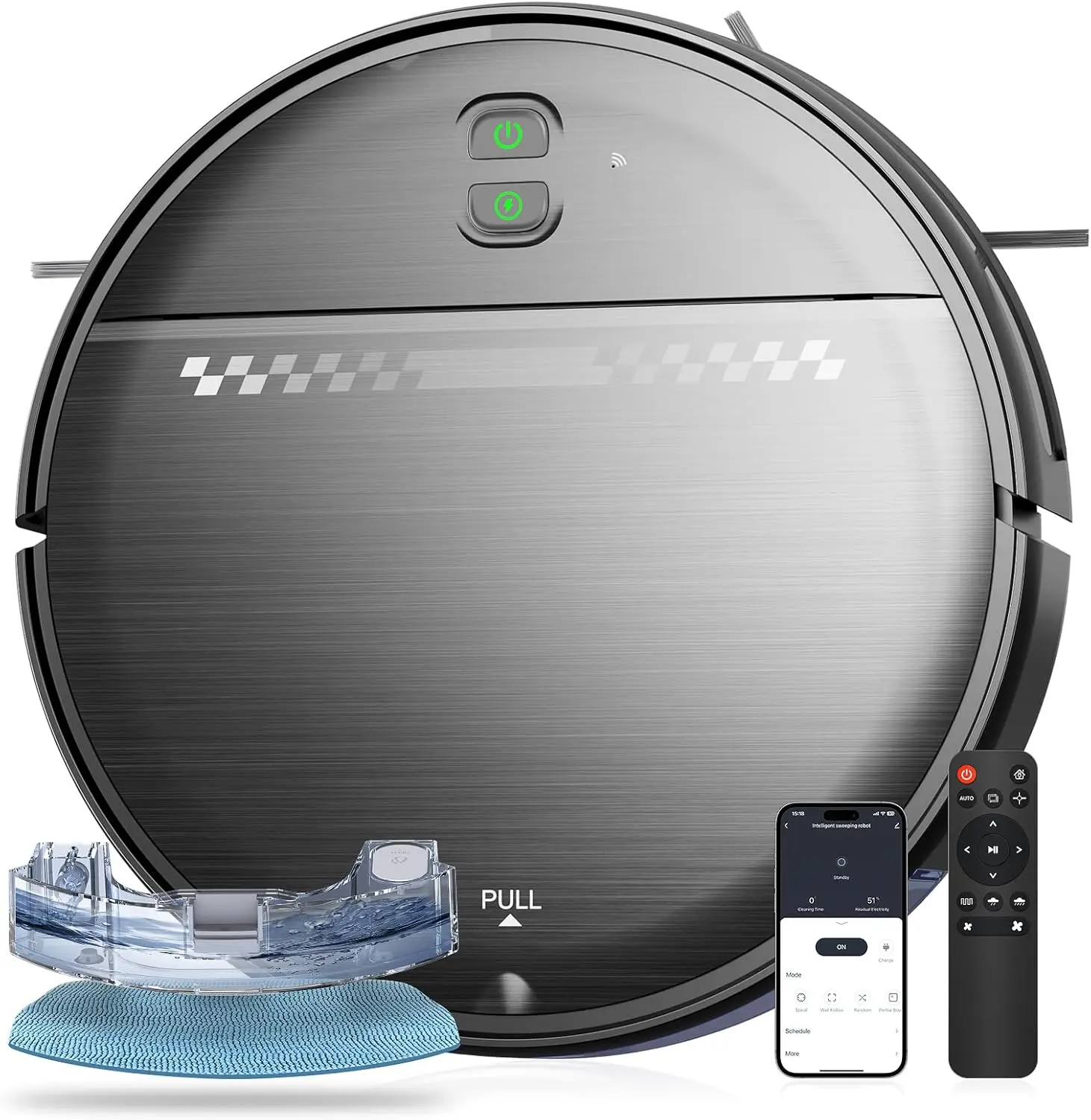 2-in-1 Robot Vacuum and Mop, 2300Pa Suction, Slim 2.87'' Design, Wi-Fi App Voice Control, 3D Obstacle Avoidance, Self