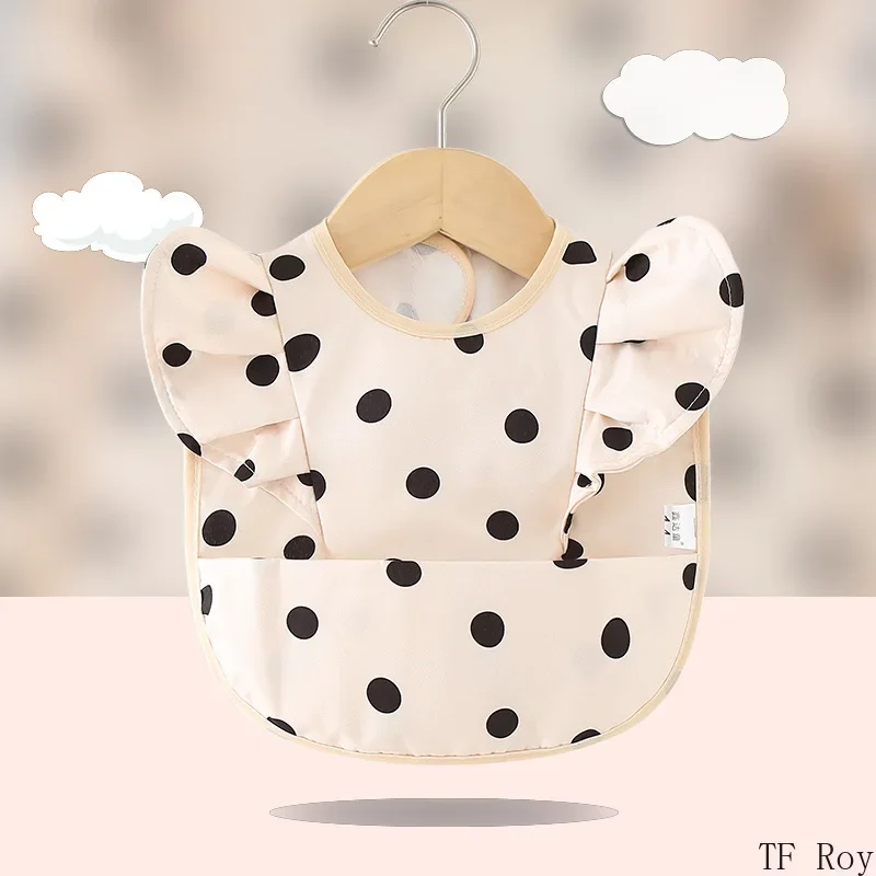 Cartoon Dots Baby Eating Bib para crianças, impermeável, anti-sujo, toalha de saliva infantil, avental de alimentação, panos sem mangas, meninos e meninas