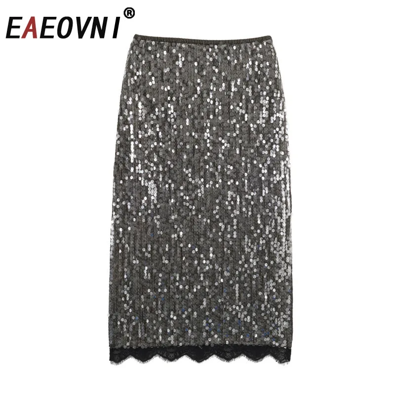 

EAEOVNI длинная юбка с блестками и кисточками, женская мода, элегантные юбки трапециевидной формы с высокой талией, уличная одежда, новинка 2026, одежда