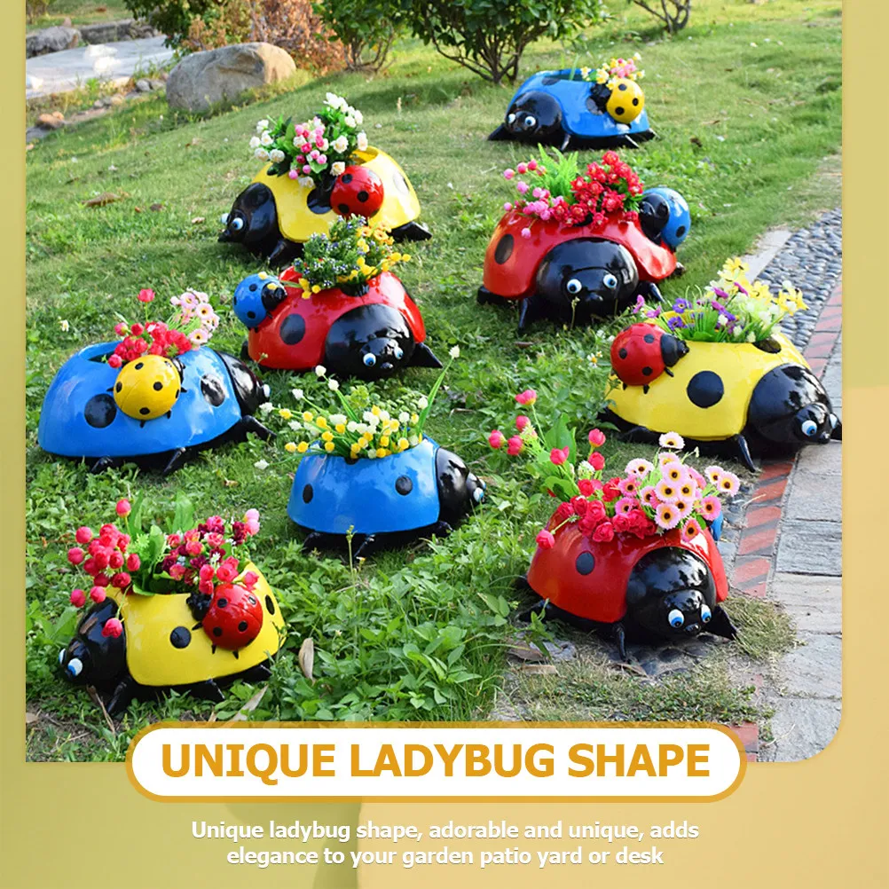 

1 шт. Уникальный кашпо-божья коровка из смолы для комнатных и уличных растений, для сада, балкона, стола, для кактусов, суккулентов, цветов, кашпо в виде животных