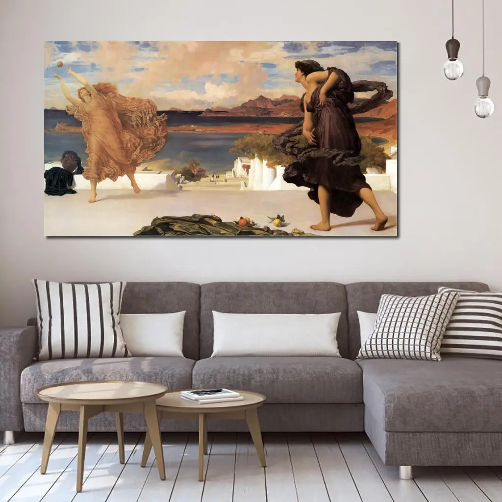 Greek Girls Playing At Ball Frederic Leighton painting for bedroom decoration High quality