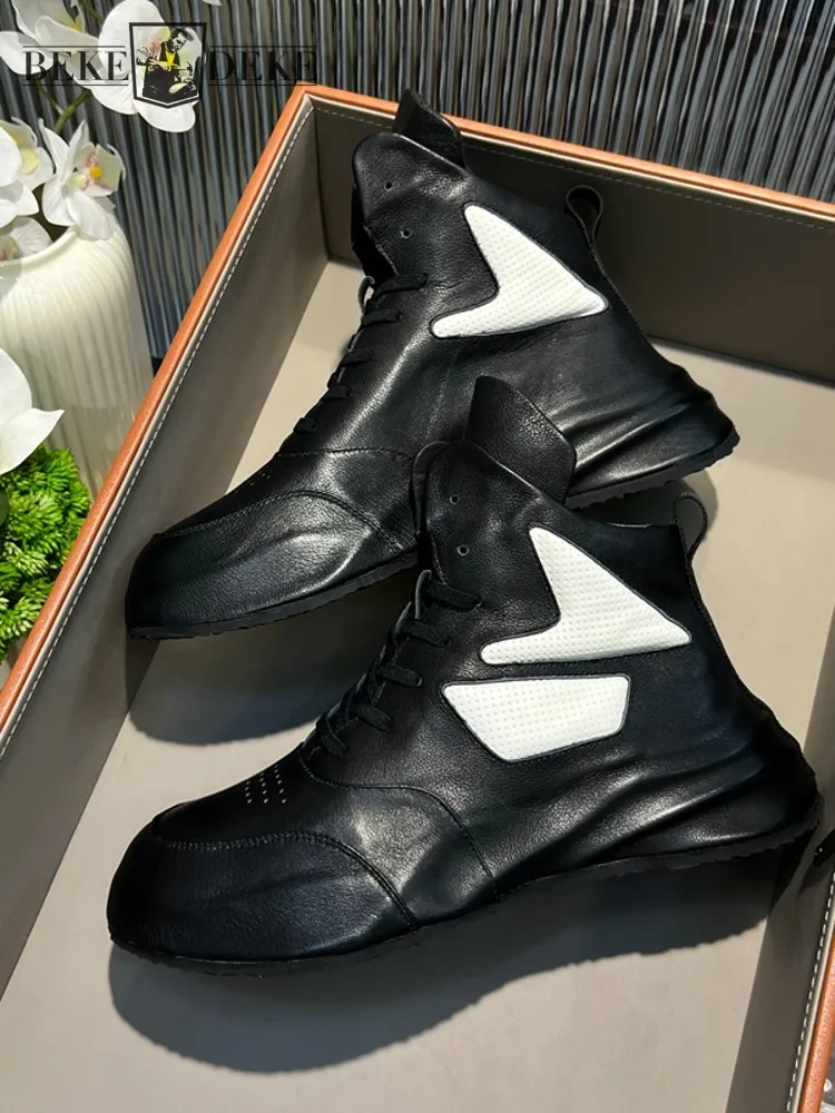 

Мужские зимние высокие кроссовки с флисовой подкладкой, повседневная обувь из натуральной кожи из воловьей кожи, кроссовки для бега, обувь для скейтборда на толстой платформе