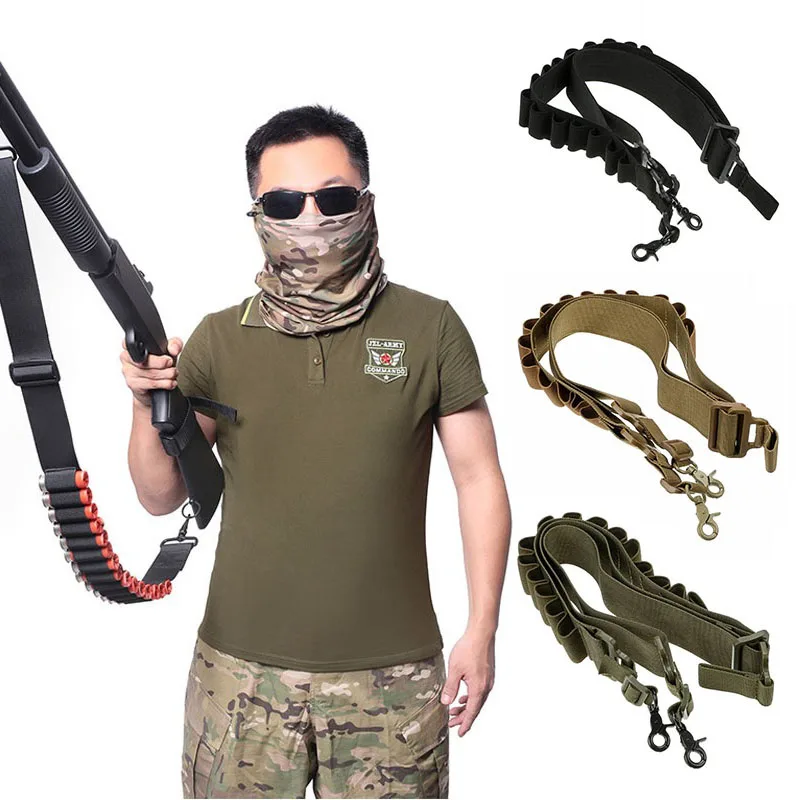 

15 Rounds Ammo Shell Belt Rifle 12 Gauge Pouch 2 Point Sling Holster Shoulder Strap Outdoor Hunting Accessories