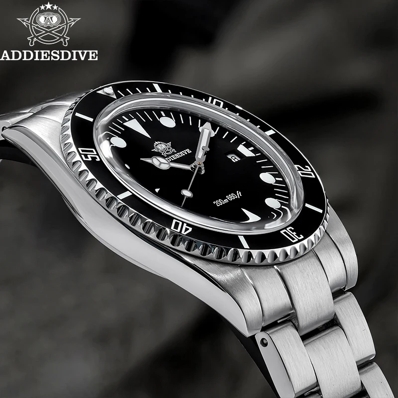 ADDIESDIVE Luxury Men's Analog Watch BGW9 Luminous Ceramic Bezel Bubble Mirror Glass Diver's Watch 200m Quartz Watches AD2068