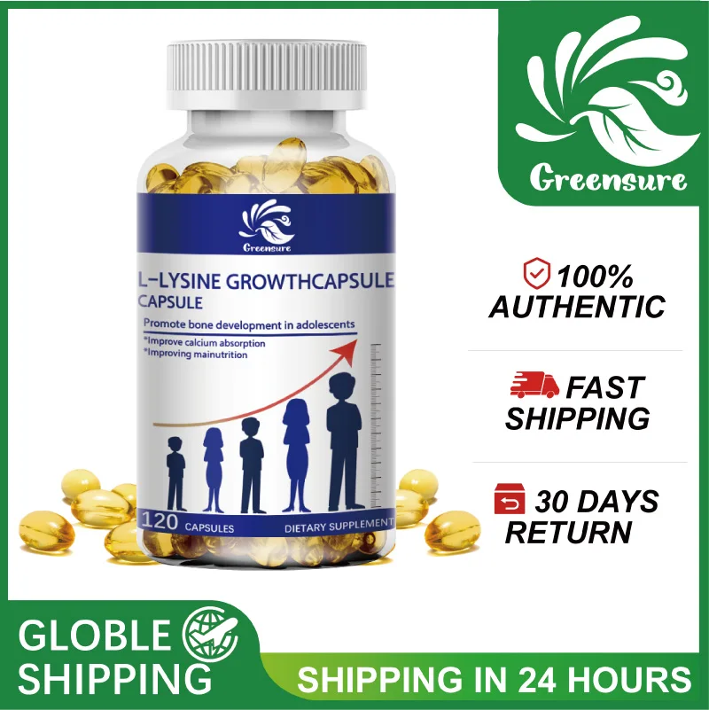 Greensure L-Lysine Growth Capsule Step Up for Children Youth Healthy Growth Development Nutritional Needs