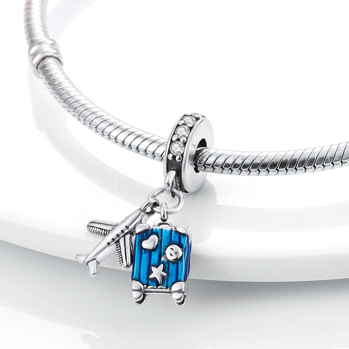 Charm 925 Silver Travel Airplane Earth Beads Pendant Fit Original Pandora Bracelet Diy Fine Jewelry Charms