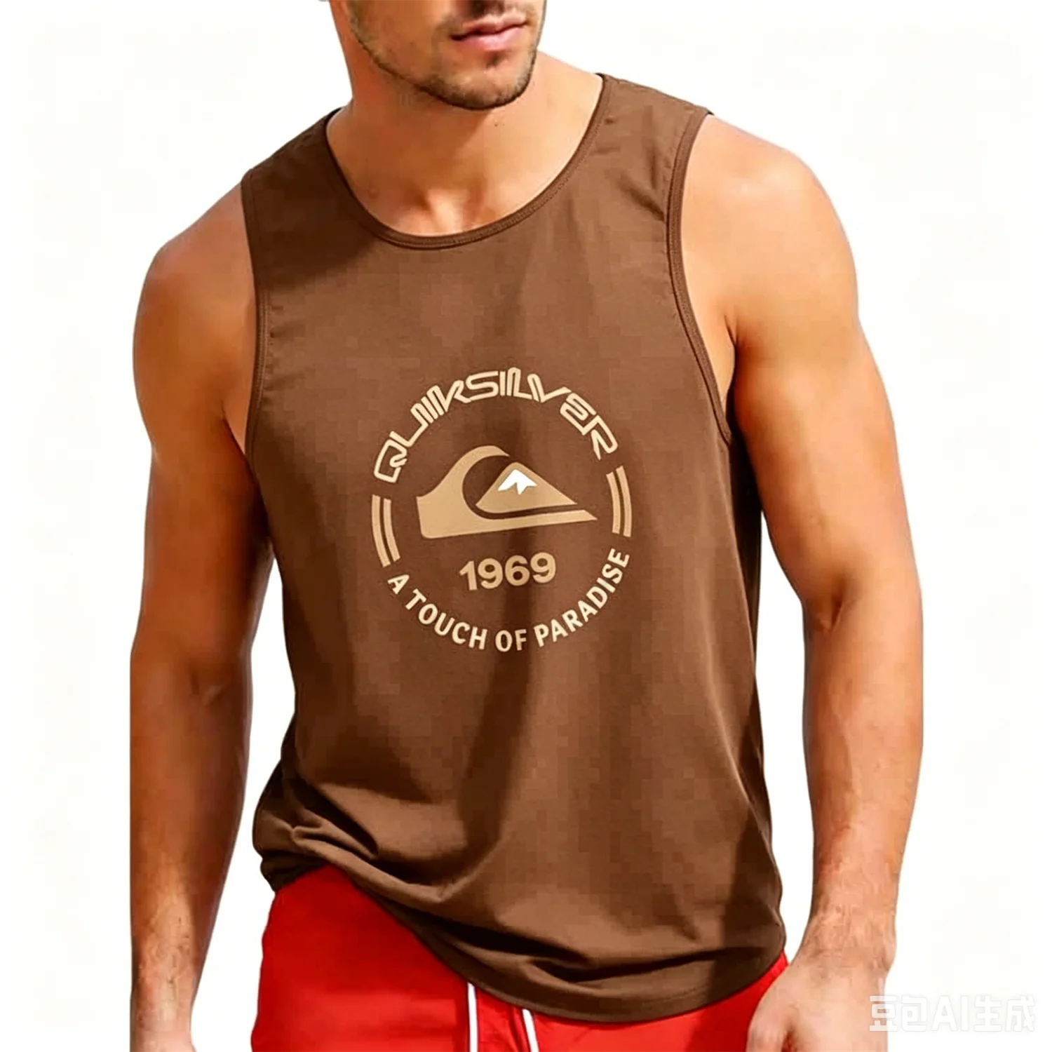 Men's Quiksilver 1969 Logo Print Tank Top Black Summer Lightweight and Breathable Casual Sleeveless Men's T-Shirts and Tank Tops image 6