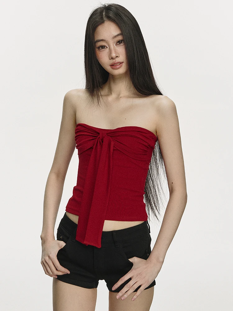 

Женский жилет Anna Aneae с узлом на бретельках, летний дизайн, чувственный сексуальный бюстгальтер на бретельках, топ, корейский Sle для поездок на работу