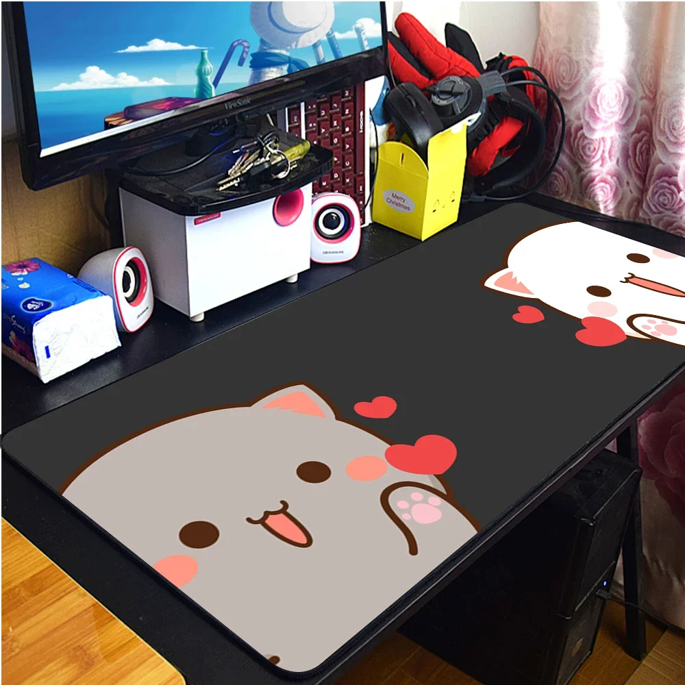 Peach Mochi Cat Gaming Accessories MousePads Computer Laptop Gamer Extended Mouse Mat Anime Mouse Pad Rubber Keyboard Table Mat