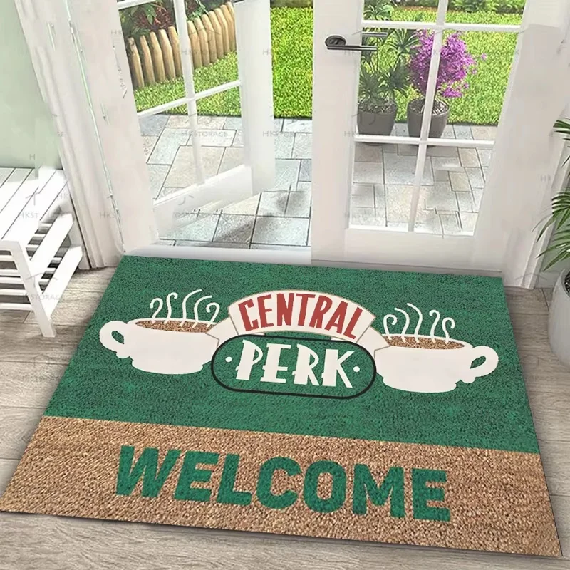 VIKAMA Friends Central Perk Classic TV Series Welcome Doormat Easy Clean Non Slip Front Entry Porch Floor Mat Home Decor